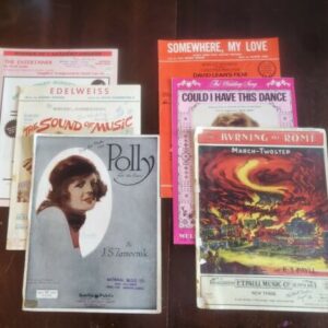 Lot of 6 Vintage Music Sheets, 1920s thru 70s, Polly, Burning of Rome, Edelweiss