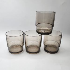 Set of 4 NOS Vintage Tupperware Smoky Grey Preludio Acrylic 10oz tumblers 1672