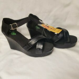 NWT DAWGS Women's Kaymann 4 Inch Wedge Sandal US 7 EUR 37.5 Black, with box