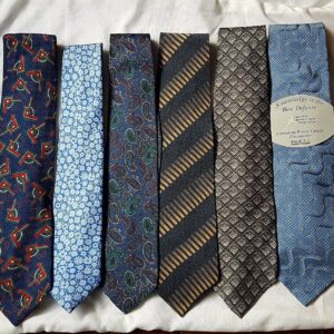 * R Lot of 6 Mens Silk Ties; Arrow, Cluett, Moka, Brettons, Pierre Cardin, Gant