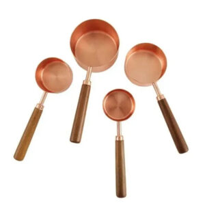 New in Box Short Stories Set of Copper Plated Stainless Steel Measuring Cups A38