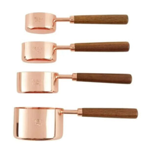 New in Box Short Stories Set of Copper Plated Stainless Steel Measuring Cups A38