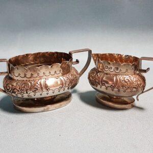 Sterling Silver Creamer and Sugar Bowl Set John Gilbert Birmingham circa 1920