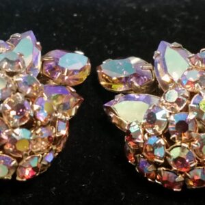 Vintage Sherman Lavender Earrings, Signed Sherman Aurora Borealis Earrings