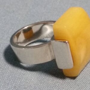 Milk Color Genuine Baltic Amber Ring with Adjustable Sterling Silver Band