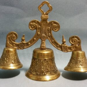 Vintage Hand Held Triple Bell Set, Possibly from India, Heavy