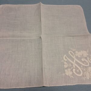 Vintage White Linen Handkerchief, Monogrammed "H". Great for Weddings, Something Old