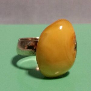 Genuine Baltic Amber Butter Color Sterling Ring