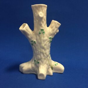 Belleek Tree Trunk Vase Irish Shamrock Green Mark