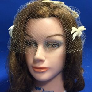 Vintage Birdcage Veil with Felt Ivory Accents, Veil Fascinator