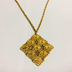 Vintage D'Orlan Gold Tone Necklace Diamond Shaped Pendant and Chain