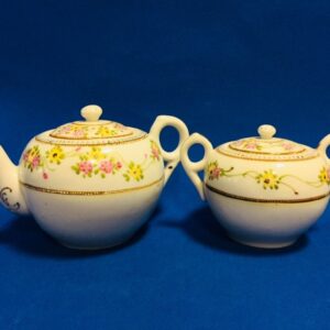 Antique Nippon Hand painted Teapot and Covered Sugar Bowl Mark #4 Cherry Blossom