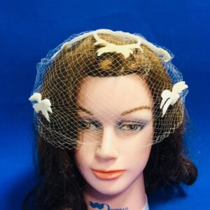 Vintage Birdcage Veil with Felt Ivory Accents, Veil Fascinator