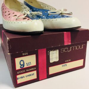 Vintage Stuart Weitzman for Mr. Seymour Heeled Pink and Blue Leather Soled Shoes Size 9AAA Made in Spain