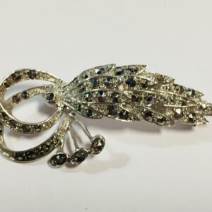 Vintage Sterling Silver and Marcasite Brooch, Marked Sterling Germany