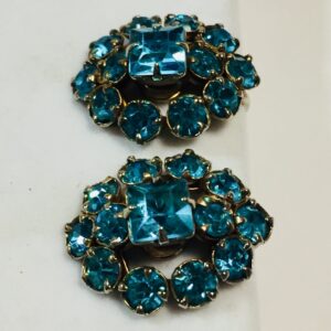 Vintage Aquamarine Rhinestone Earrings  Aquamarine Rhinestone Screw-Back Earrings