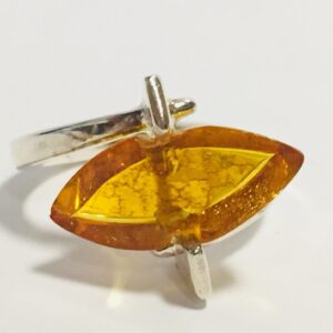 Baltic Amber Ring on Sterling Silver, Gorgeous Amber Ring Size 7 1/2