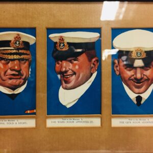 World War 1 Lawrence and Jellicoe British Military Humour Postcards Told to the Marines Set Framed Lawrence and Jellicoe Postcards