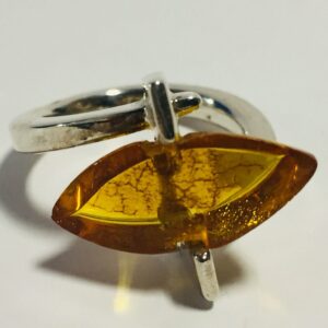 Baltic Amber Ring on Sterling Silver, Gorgeous Amber Ring Size 7 1/2