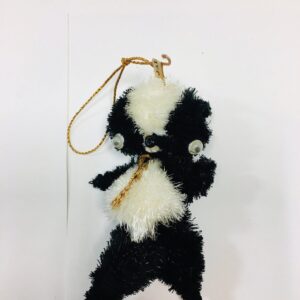 Pair Vintage Chenille Black/White Panda Bear Ornaments, Christmas tree ornaments