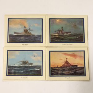 Vintage Christmas Greeting Cards, Guardians of Empire, Fighting Ships by Daniel Sherrin, Coutts (pre Hallmark), 1920's/1930's, Set of 12