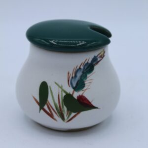 Vintage Denby Green Wheat Mustard Pot with Lid