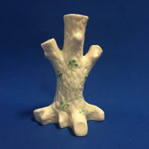 Belleek Tree Trunk Vase Irish Shamrock Green Mark