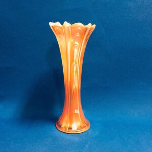 11 inch Peach Opalescent Pulled Loop Vase by Dugan