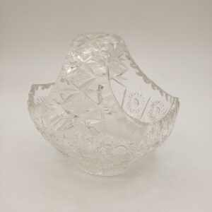 Sunburst Pattern Etched Crystal Basket, Heavy Crystal