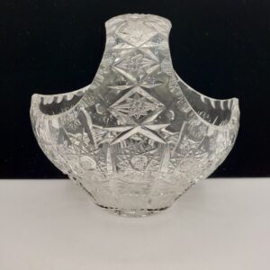 Sunburst Pattern Etched Crystal Basket, Heavy Crystal