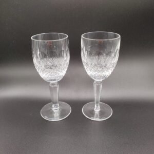 Vintage Pair of Signed Waterford "Colleen" Patterned Claret Wine Glass 7 1/2";  2 Pairs are available