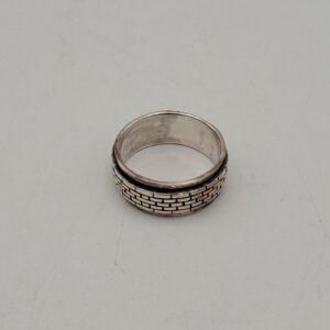 Sterling Silver Spinner Ring With Brick Design Size 11