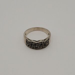 Sterling Silver Marcasite Ring With Woven Design Size 8 1/2