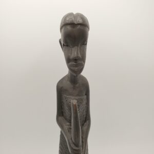 Vintage African Ebony Wood Carving, African Woman With Broom