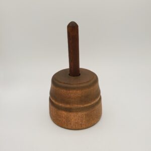 Vintage Primitive Round Wood Butter Press with Leaf Stamp