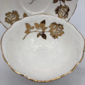 Rare Paragon China White and Gold Cup & Saucer Made Exclusively for Beauty Counselors of Canada Ltd