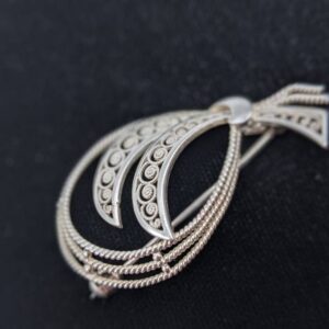 Vintage Silver Filigree Brooch, Marked 835