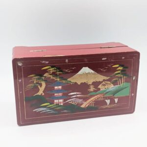 c. 1940s Vintage Asian Inspired Lacquered Musical Jewelry Box