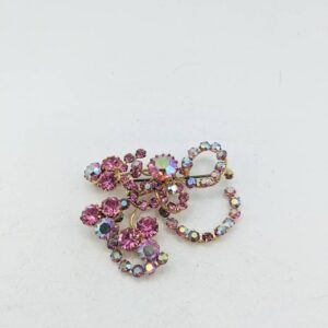 c. 1950s Vintage Pink Rhinestone Brooch