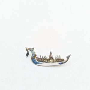 c. 1940s "Siam" STERLING Enamel Dragon Boat Ship Brooch