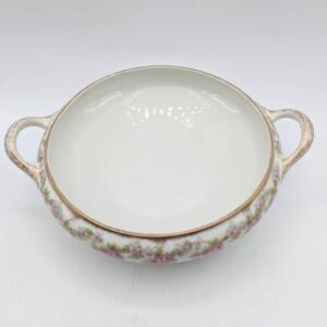 c. 1920-1932 Elite Works Limoges France (Bawo & Dotter) Bridal Rose Wreath Open Handled Casserole