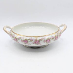 c. 1920-1932 Elite Works Limoges France (Bawo & Dotter) Bridal Rose Wreath Open Handled Casserole