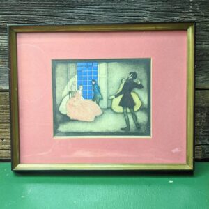 Vintage 1920s Framed Hand Painted Facsimile Early Victorian Period by Jennie Harbour