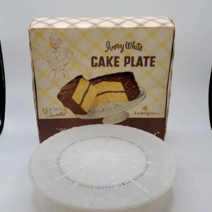 Anchorglass Milk Glass Cake Plate in Original Box, Anchor Hocking Ivory White Cake Plate on Pedestal