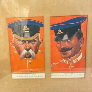 World War 1 Lawrence and Jellicoe British Military Humor Postcards - Mounted "Garrison Libel" Set Framed