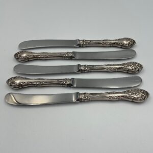 Set Of Five Vintage Birks Sterling Silver King Edward Pattern Butter Knives.