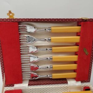 Vintage Fish Knife and Fork Set in Original Box, 12 Piece Set, Chrome Plated, Silware Britain