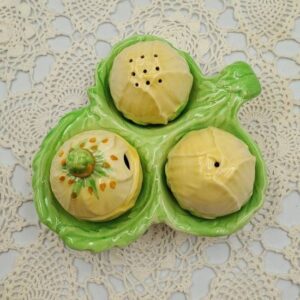 Carlton Ware Buttercup Condiment Set, Salt Pepper and Mustard Pot, Yellow Floral Design