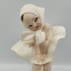 Art Deco Guido Cacciapuoti (1892-1953) Gust of Wind Figurine or Colpo di Vento Modello 1029; Vintage Porcelain Figurine