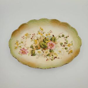 Carlton Ware Floral Shallow Bowl with Gold Trim, Circa 1894-1926 W&R Stoke on Trent, made in England